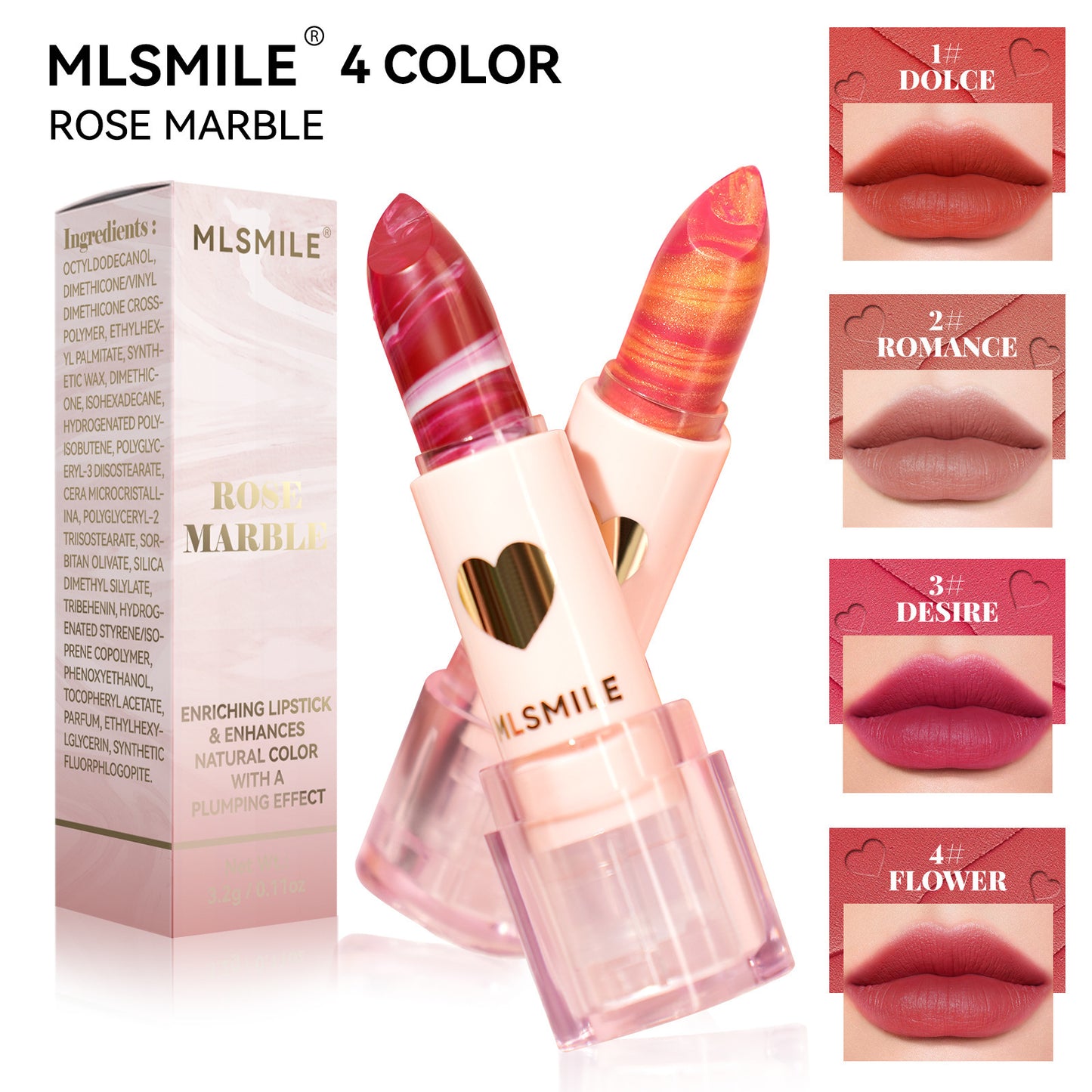 Marble Pattern Matte Lipstick 4 Colors