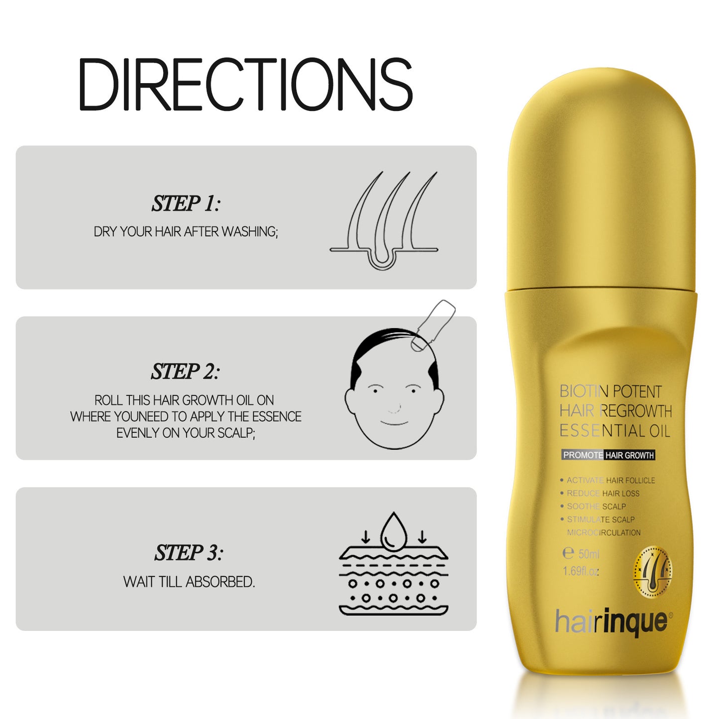 Growth Density Hair Care Scalp Nutrition Roll-On Serum