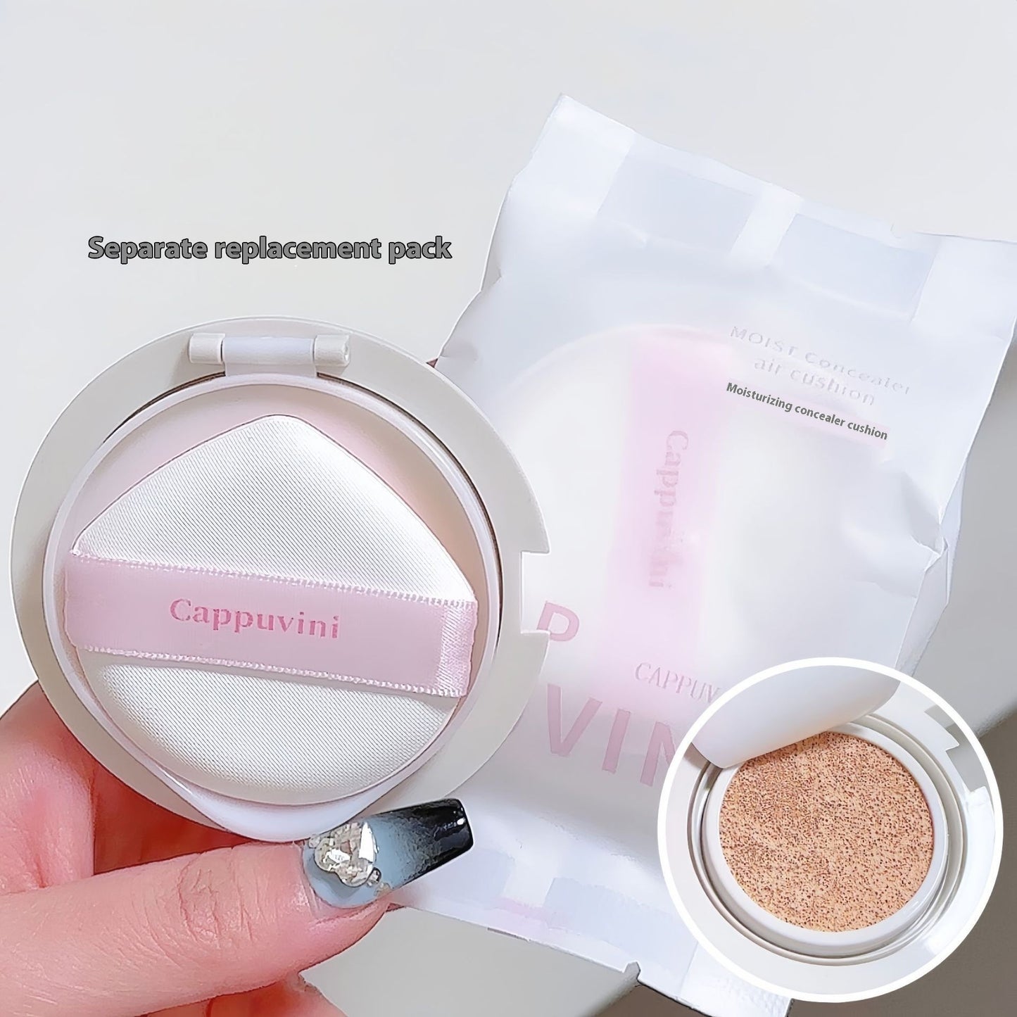 Cappuvini Moisturizing Concealer Makeup Air Cushion Concealer Matte Nude Color Makeup Girlish Style Student Domestic Goods