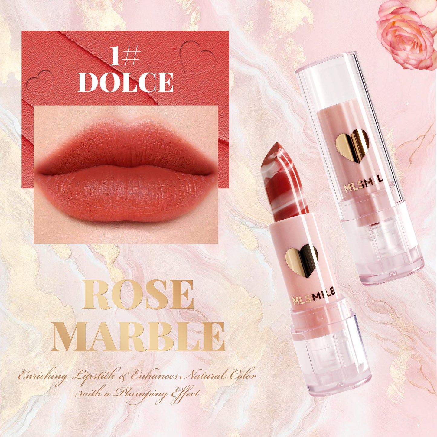 Marble Pattern Matte Lipstick 4 Colors